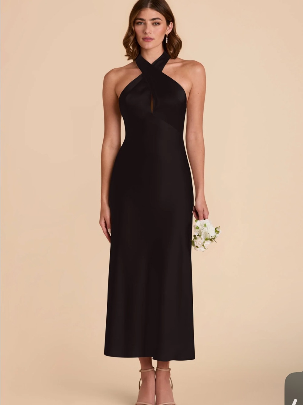 Birdy Grey Black One-Shoulder Halter Evening Gown